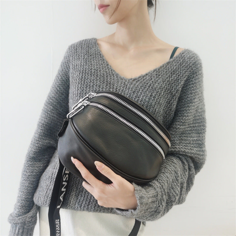 ファスナーファッション牛革ショルダーバッグ本革女性バッグスショルダーバッグ 何とでも合う