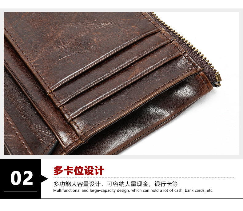 メンズ短財布 牛皮本革製 レトロ RFID盗難防止 カードバッグ