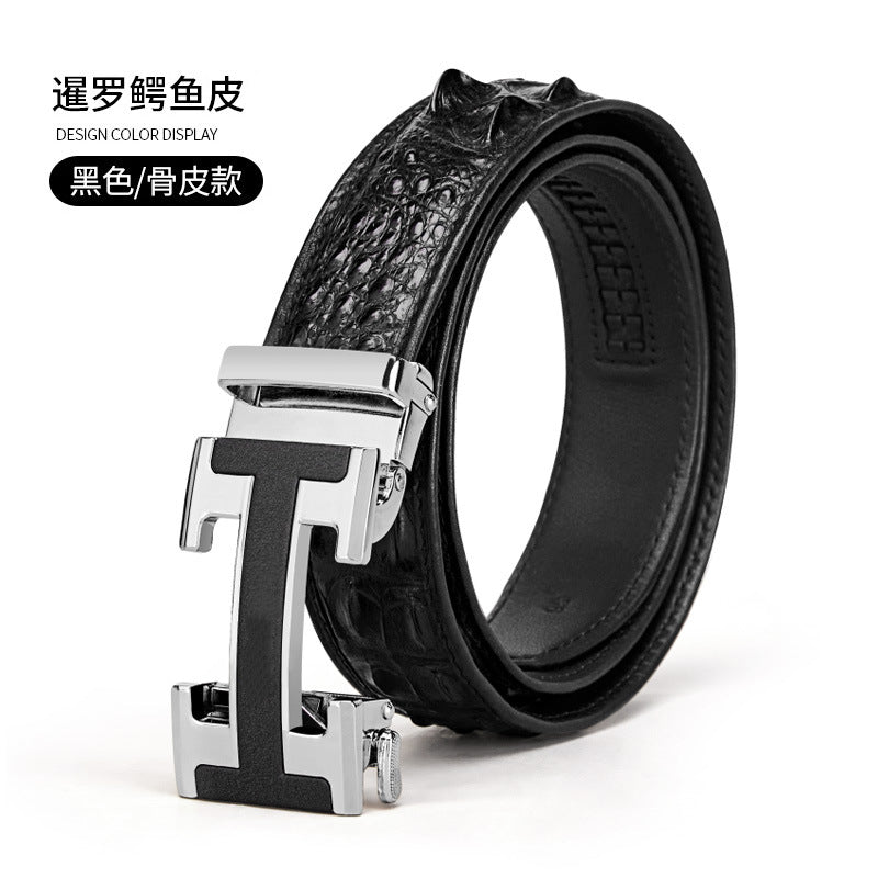 Men's Belt Crocodile Skin Genuine Leather Automatic Buckle Fashion Casual High Quality Men Belt 
