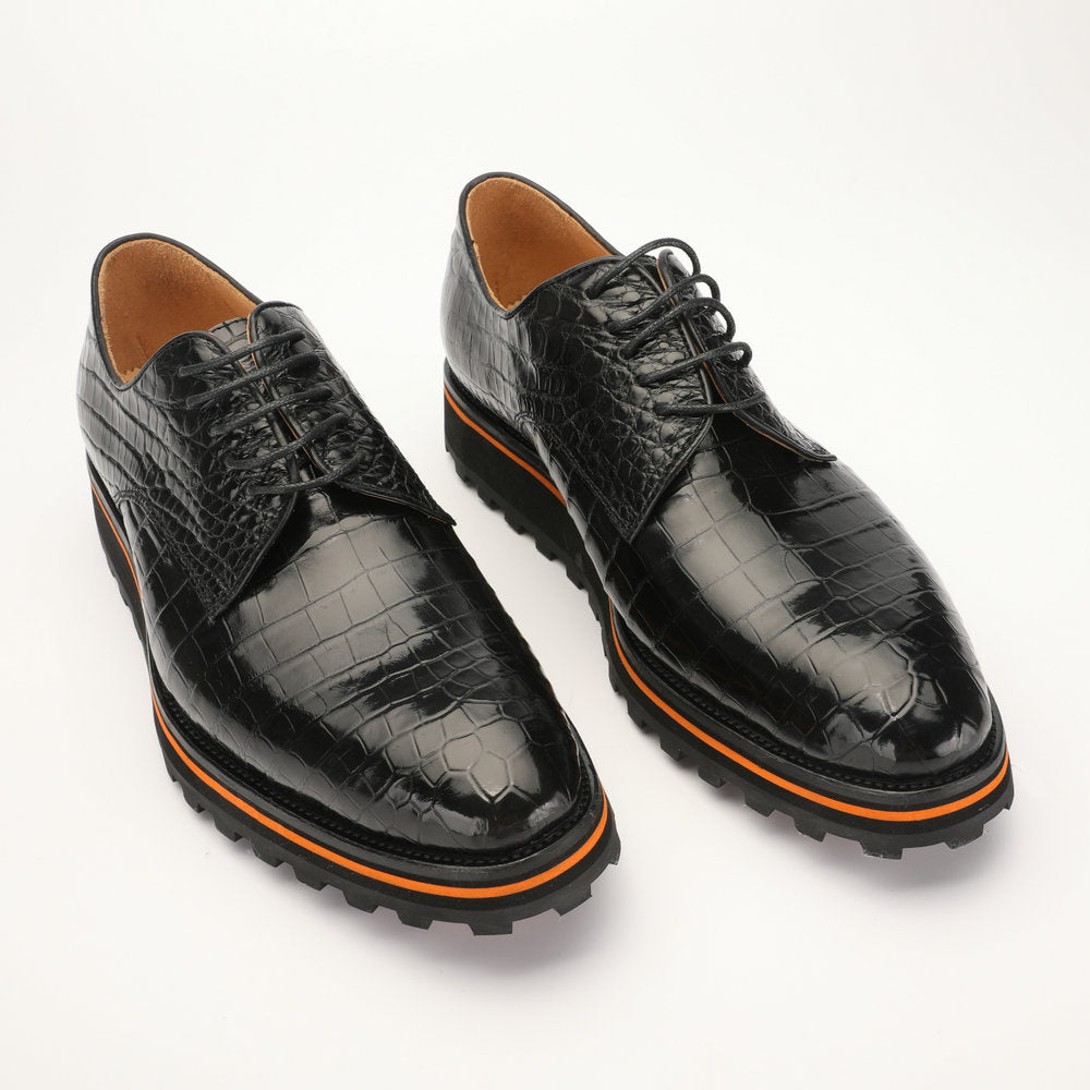 新型ワニ皮メンズ革靴 本革カジュアル厚底 滑り止め ビジネスシューズ