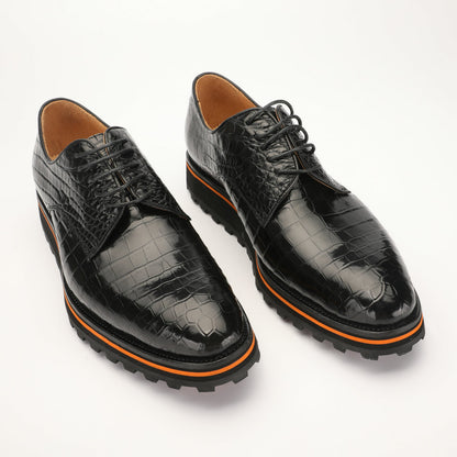 新型ワニ皮メンズ革靴 本革カジュアル厚底 滑り止め ビジネスシューズ