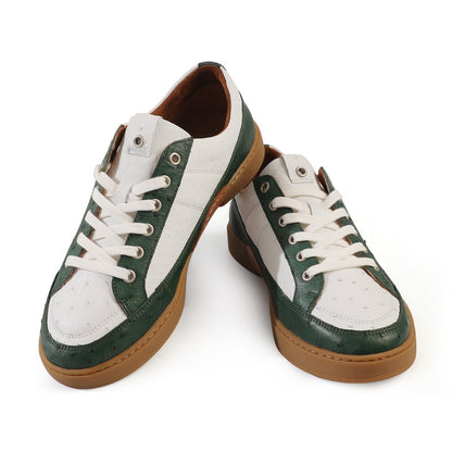 南アフリカ ダチョウの皮 本革 メンズスニーカー スポーツカジュアルシューズ 平底靴