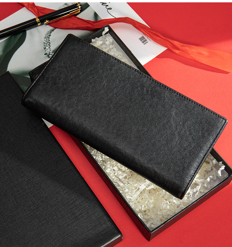 メンズ長財布 なめし 皮高品質小銭入れ誕生日プレゼント贈り物男性用ウォレット