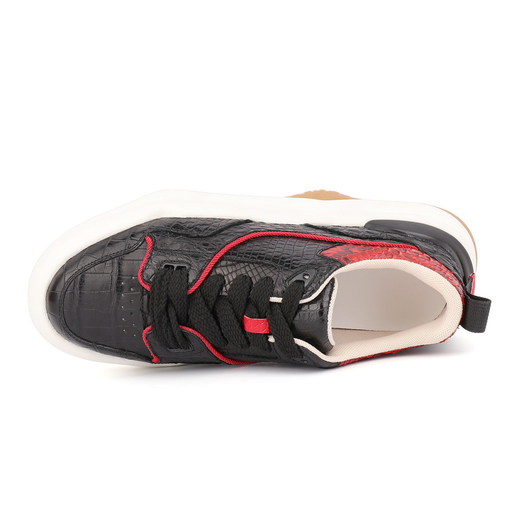 Men's Casual Shoes Crocodile Skin Genuine Leather Fashion Wear-resistant Men's Shoes 