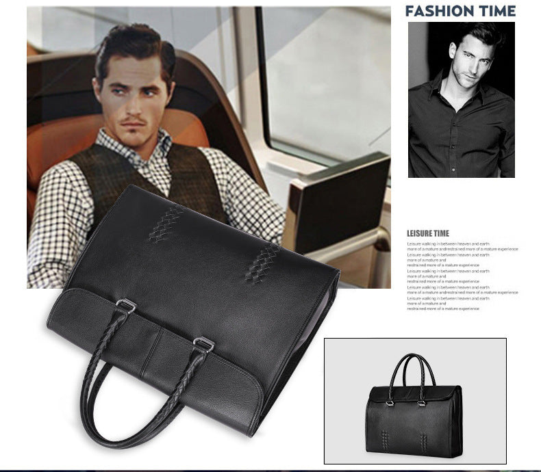 メンズハンドバッグ 本革製牛皮 ファッション ビジネス 大容量 ビジネス ブリーフケース パソコンバッグ 手編み メンズ手提げかばん