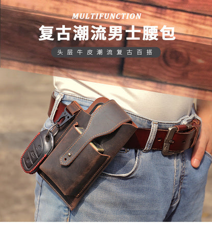 メンズウエストバッグ 牛皮 スポーツ 男性用鍵掛けバッグ