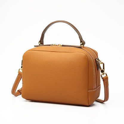 牛革女性のハンドバッグ小方形バッグ斜め掛けバッグ高級感シンプルショルダーバッグ 何とでも合う