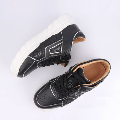 2023新品 ワニ腹の皮 メンズカジュアルシューズ 優れた通気性 ファッション厚底男性靴