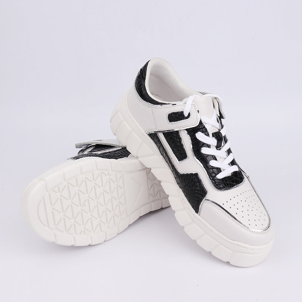 2023新品 ワニ腹の皮 メンズカジュアルシューズ 優れた通気性 ファッション厚底男性靴