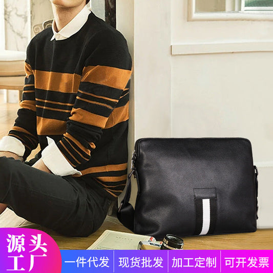 メンズショルダーバッグ 牛皮本革製 高品質 カジュアル斜めがけバッグ