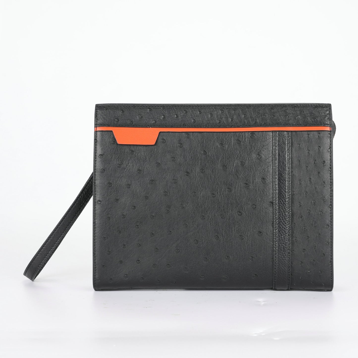 新型ダチョウの皮本革メンズハンドバッグビジネス カジュアル高品質メンズバッグ