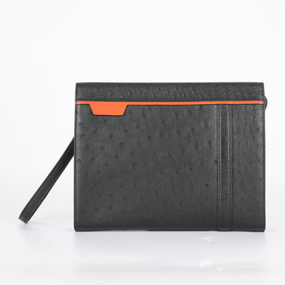 新型ダチョウの皮本革メンズハンドバッグビジネス カジュアル高品質メンズバッグ