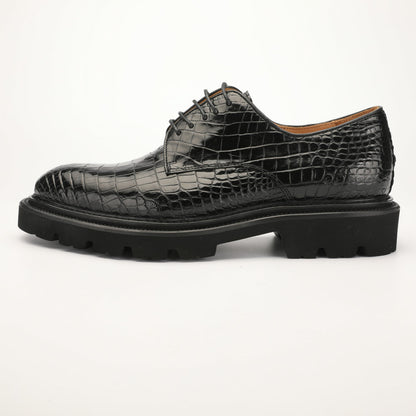 新型ワニ腹の皮メンズ革靴 本革 高品質 厚底 ビジネスシューズ