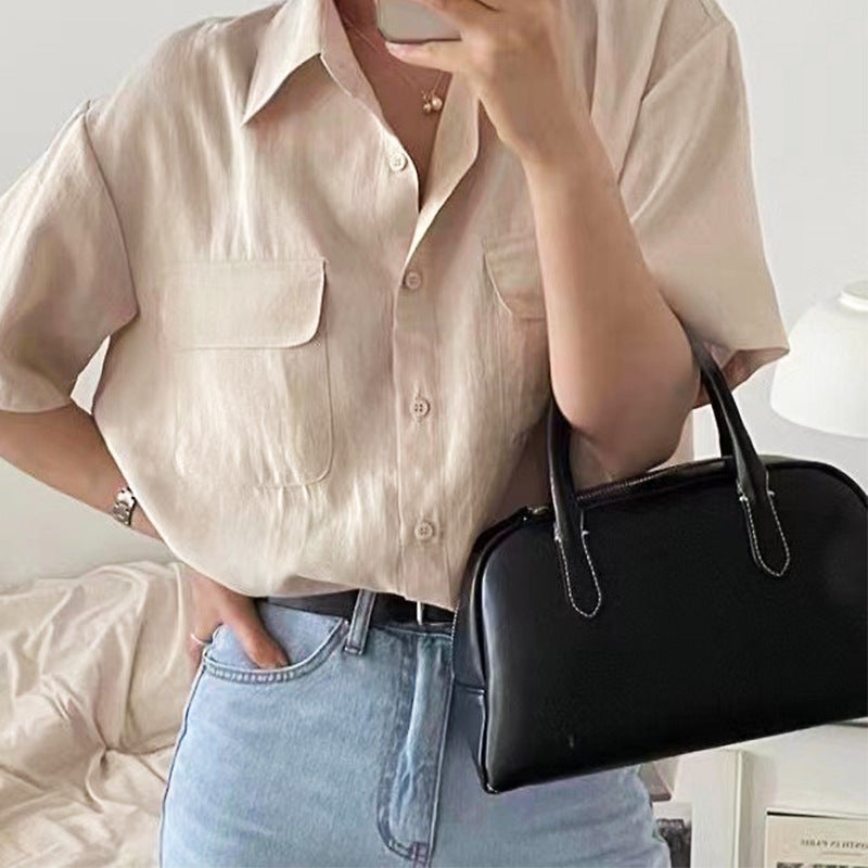 女性のハンドバッグファッション牛革ボストンバッグレザートートバッグ 何とでも合う