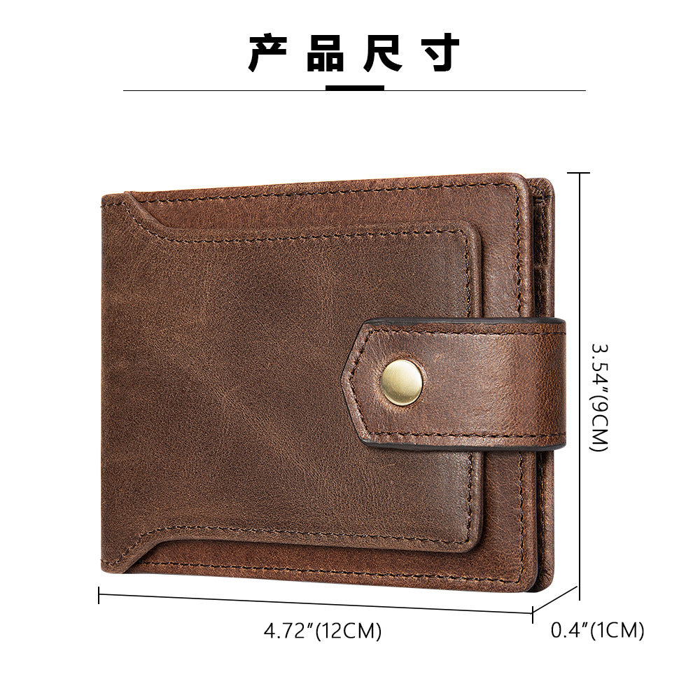 メンズ短財布 牛皮本革製 レトロrfidカードバッグ 男性用ウォレット