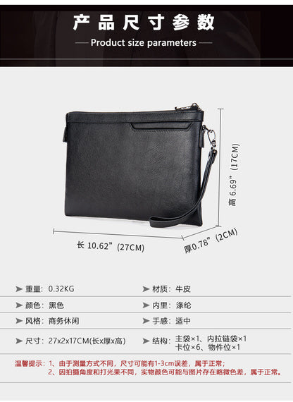 メンズクラッチバッグ 牛皮 本革製 韩国ファッション ビジネス男性用手首バッグ