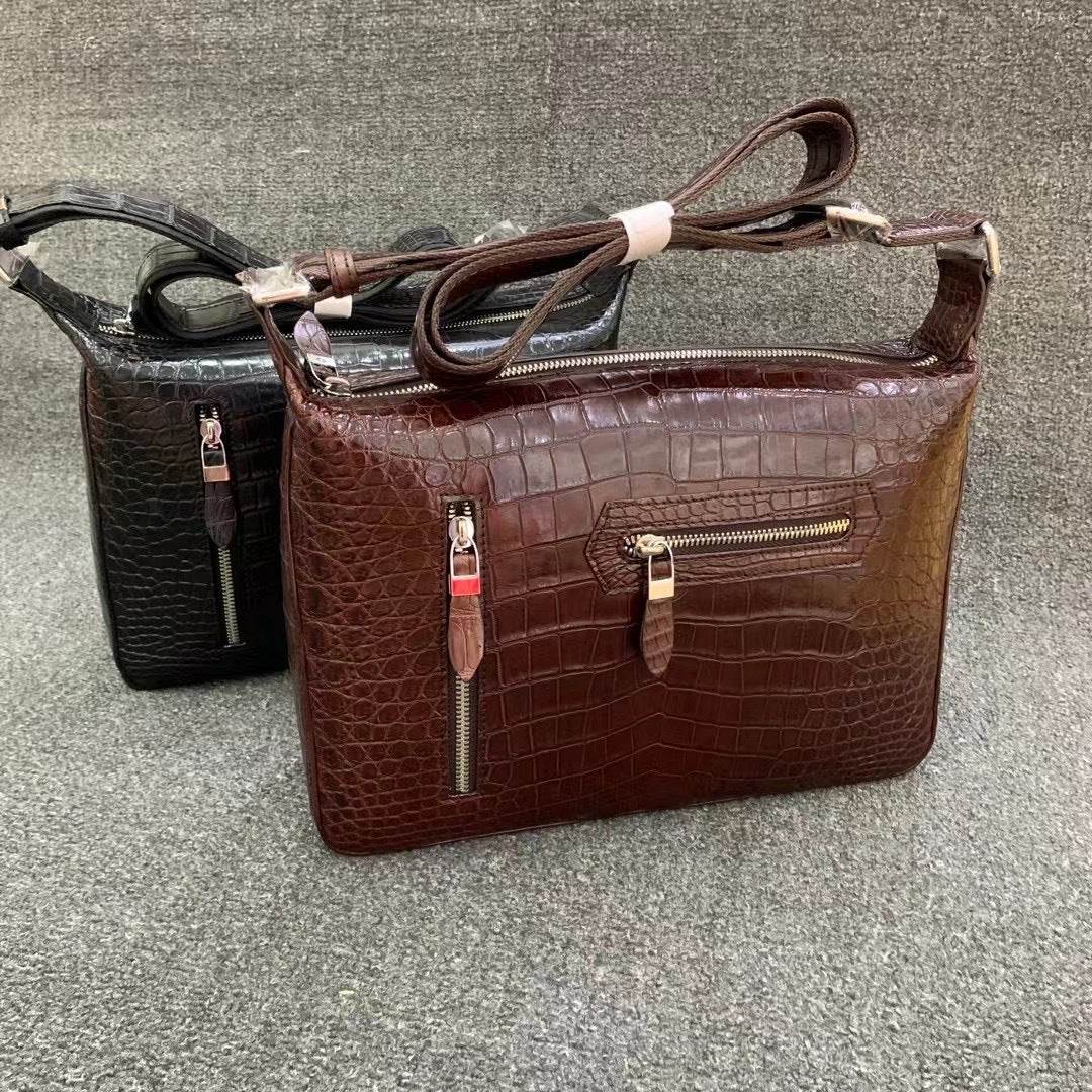 Men's Shoulder Bag Crocodile Belly Skin High Quality Casual Fashion Men's Crossbody Bag