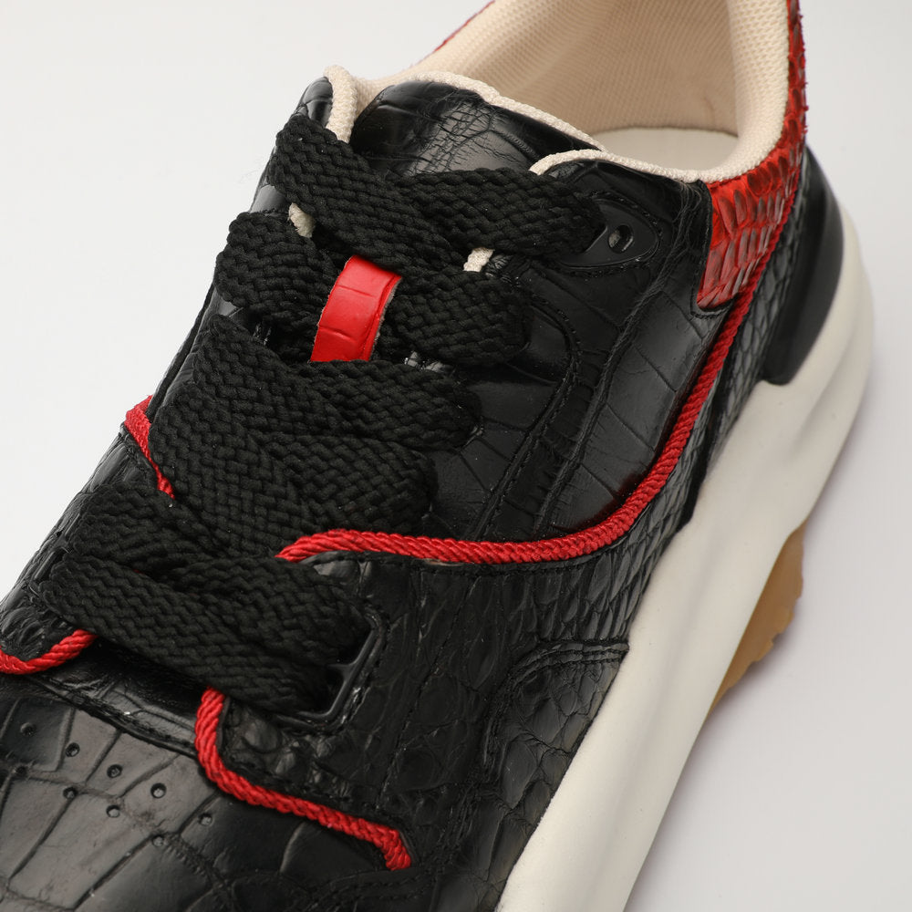 Crocodile belly skin genuine leather men's sneakers fashion sports casual shoes wear-resistant in-heel men shoes 