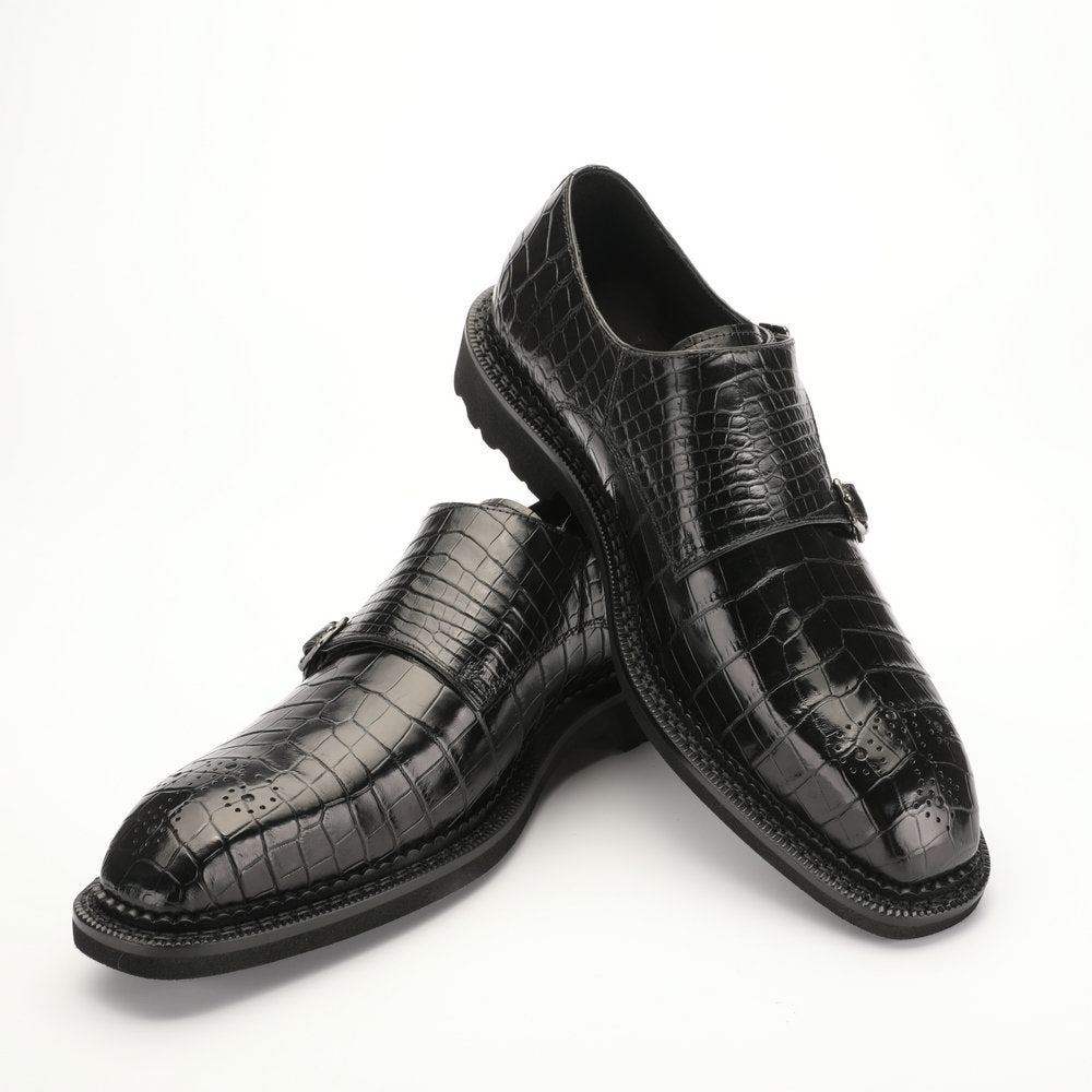 新型ワニ腹の皮メンズ革靴 本革 優れた通気性ゴム底 ビジネスシューズ