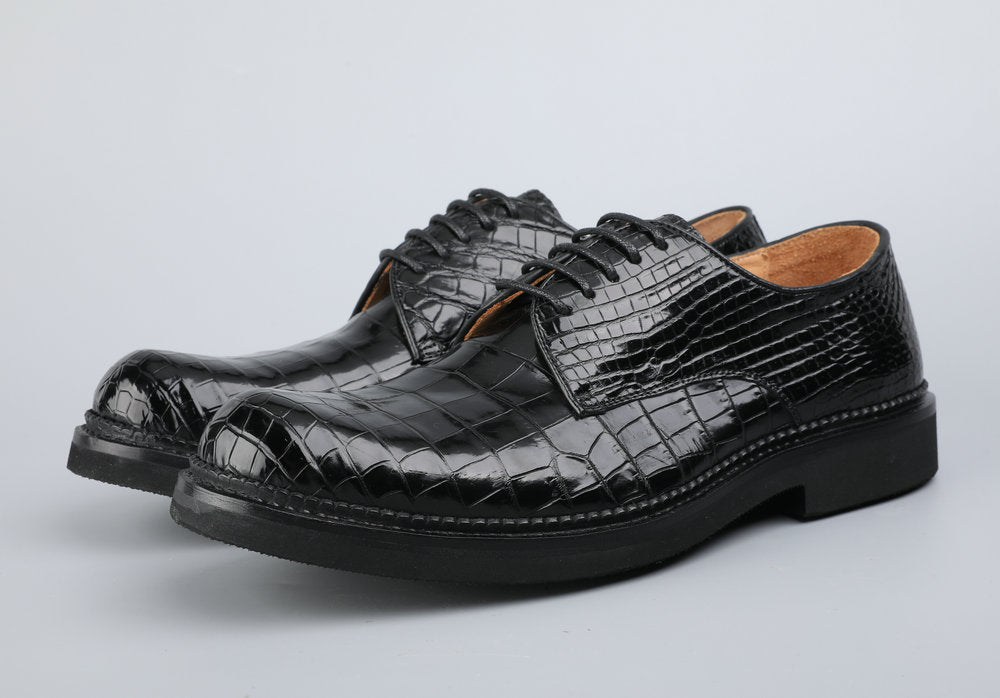 ワニ皮本革製メンズ革靴 カジュアル ビジネスシューズ