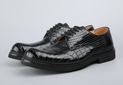 ワニ皮本革製メンズ革靴 カジュアル ビジネスシューズ
