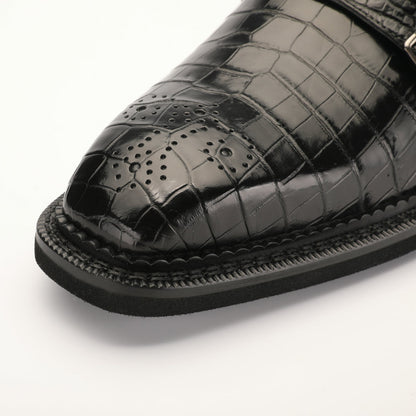 新型ワニ腹の皮メンズ革靴 本革 優れた通気性ゴム底 ビジネスシューズ