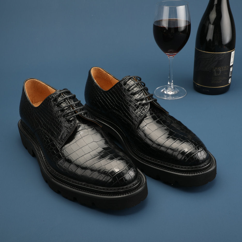 新型ワニ腹の皮メンズ革靴 本革 高品質 厚底 ビジネスシューズ