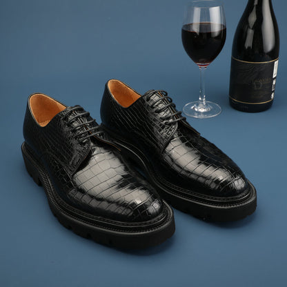 新型ワニ腹の皮メンズ革靴 本革 高品質 厚底 ビジネスシューズ