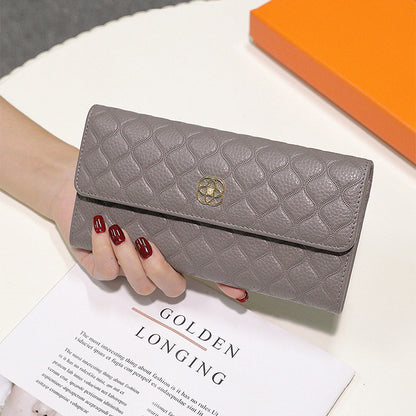 Ladies wallet fashion check cowhide wallet simple ladies bifold wallet bag