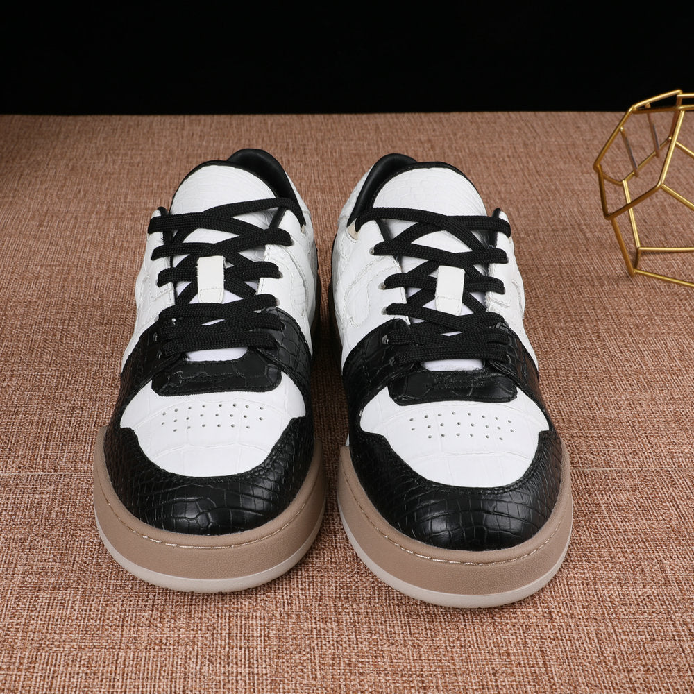 2023 New Crocodile Skin Genuine Leather Men's Shoes Fashion Casual Sports Shoes 
