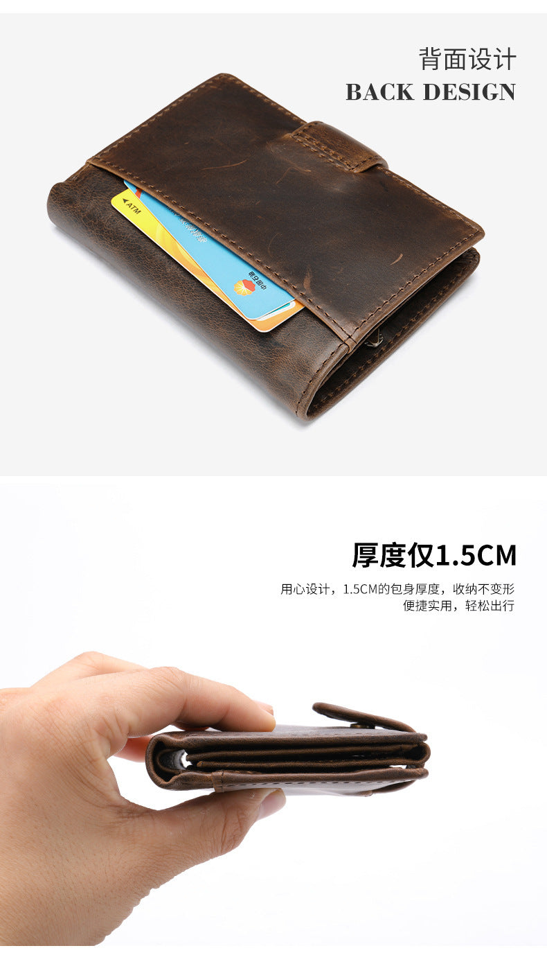 メンズ短財布牛皮本革製レトロクラッチバッグカードバッグ男性用ウォレット