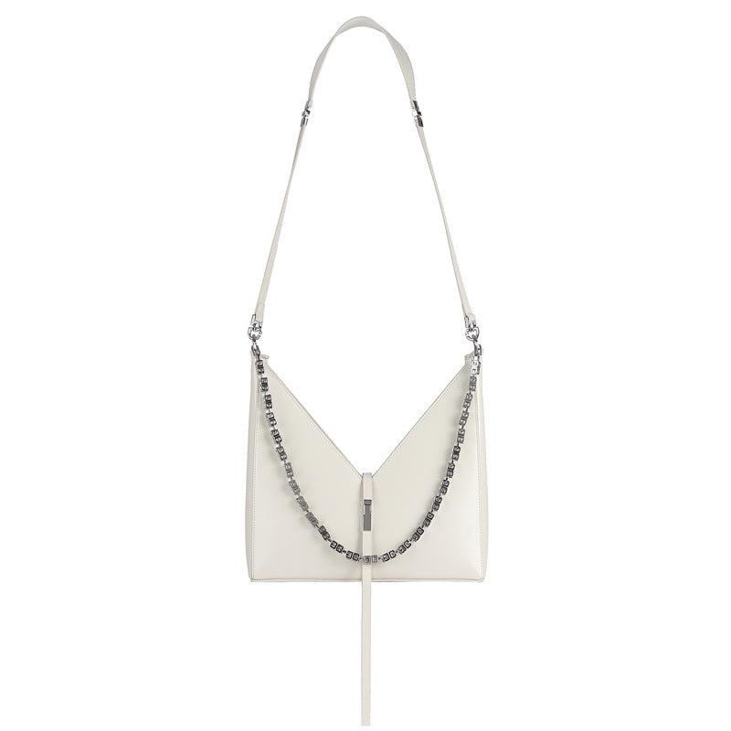 V型チェーンバッグわきの下バッグ本革ショルダーバッグおしゃれレディースバッグ