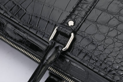 シャムワニ腹の皮 本革 メンズブリーフケース 高品質 男性用オフィスバッグ ビジネスバッグ ファイルバッグ 手提げかばん