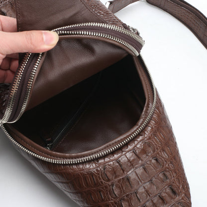 メンズバストバッグ ワニ皮 本革 大容量 アウトドア スポーツ バックパック カジュアル ファッション ウエストポーチ