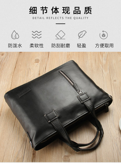 Men's Handbag Genuine Cowhide Leather Handbag Computer Bag Men's Business Briefcase 