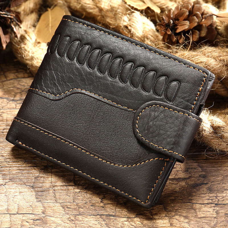 メンズ短財布 牛皮本革製 レトロ 多機能 男性用カードバッグウォレット