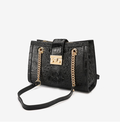 シャムワニ皮 女性バッグ本革バッグファッショントレンドレディースショルダーバッグ脇バッグ チェーンバッグ