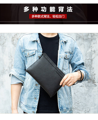 メンズクラッチバッグ 牛皮 本革製 韩国ファッション ビジネス男性用手首バッグ