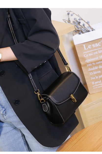 本革のレディースファッション シンプルな斜め掛けバッグトランペットバッグ牛革ショルダーバッグ.ポシェット