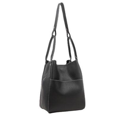 Cowhide fashion shoulder bag diagonal shoulder bag armpit genuine leather bag big bucket women bag