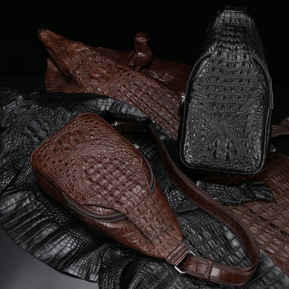 メンズバストバッグ ワニ皮 本革 大容量 アウトドア スポーツ バックパック カジュアル ファッション ウエストポーチ