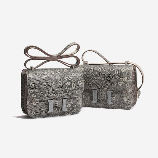 シャムワニ皮トカゲ柄高級感本革レディースバッグラインストーンバックル脇バッグ斜めがけバッグ