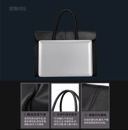 メンズハンドバッグ 本革製牛皮 ファッション ビジネス 大容量 ビジネス ブリーフケース パソコンバッグ 手編み メンズ手提げかばん