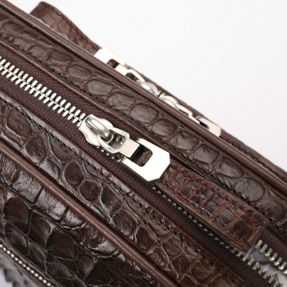 シャムワニ皮ショルダーバッグ  本革 出張オフィス ビジネス 斜めがけメンズバッグ