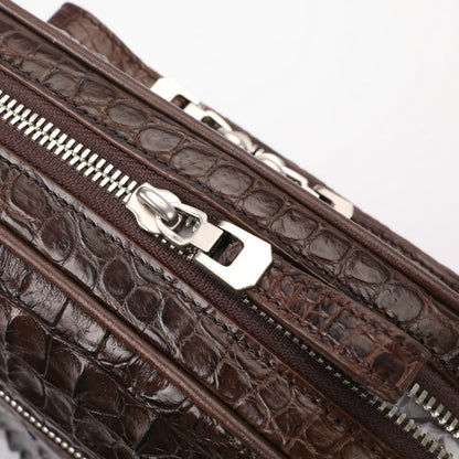 シャムワニ皮ショルダーバッグ  本革 出張オフィス ビジネス 斜めがけメンズバッグ