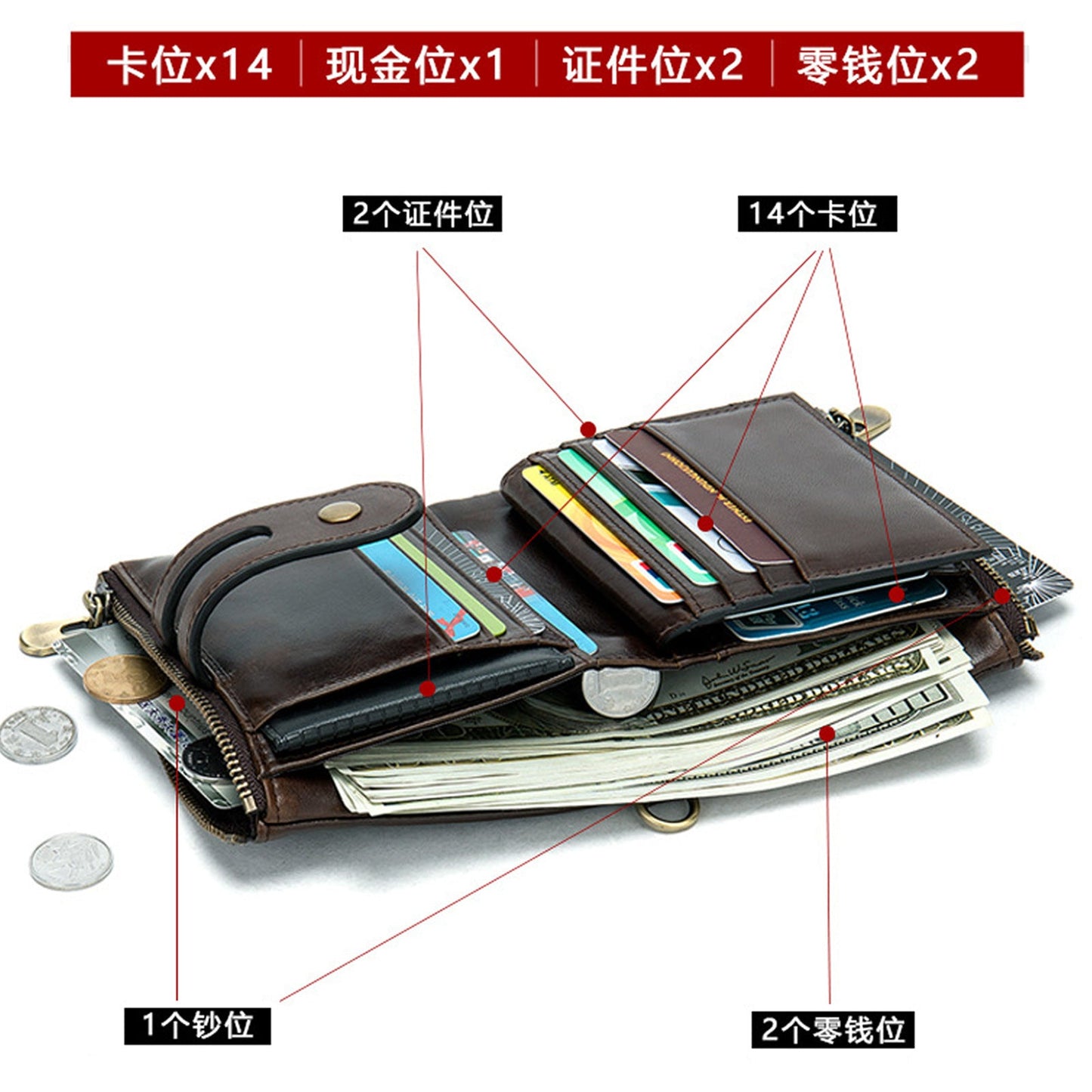 メンズ短財布 牛皮本革製 レトロ RFID盗難防止 カードバッグ