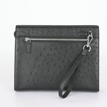 新型ダチョウの皮本革メンズハンドバッグビジネス カジュアル高品質メンズバッグ