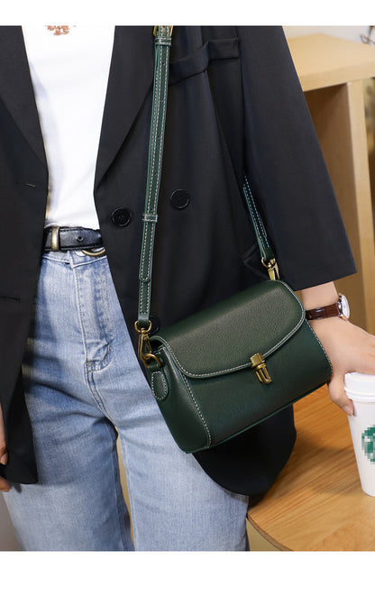 本革のレディースファッション シンプルな斜め掛けバッグトランペットバッグ牛革ショルダーバッグ.ポシェット