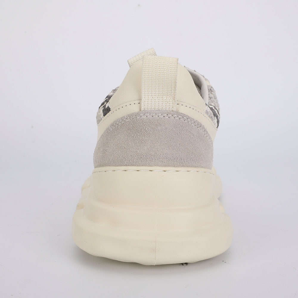 ニシキヘビ皮 メンズカジュアルシューズ ファッション厚底男性靴