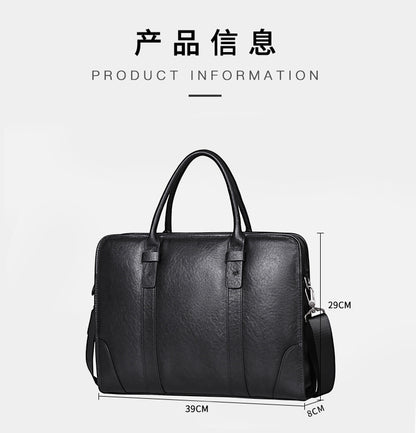 Men's handbag, genuine cowhide leather, crossbody bag, business, large capacity briefcase, computer bag 
